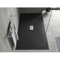 Mexen Hugo   SMC cadita  160 x 100 cm,  negru ,  capace inox - 42701016-X