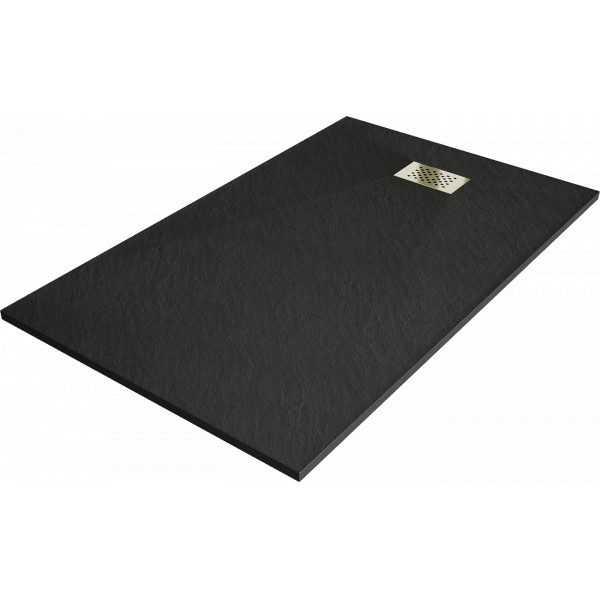 Mexen Hugo   SMC cadita  140 x 80 cm,  negru ,  capace auriu - 42708014-G