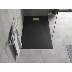 Mexen Hugo   SMC cadita  140 x 80 cm,  negru ,  capace auriu - 42708014-G