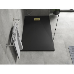 Mexen Hugo   SMC cadita  150 x 80 cm,  negru ,  capace auriu - 42708015-G
