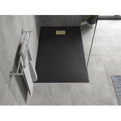 Mexen Hugo   SMC cadita  140 x 90 cm,  negru ,  capace auriu - 42709014-G