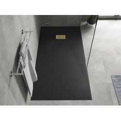 Mexen Hugo   SMC cadita  180 x 90 cm,  negru ,  capace auriu - 42709018-G