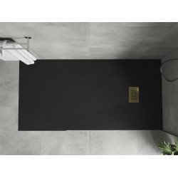 Mexen Hugo   SMC cadita  180 x 90 cm,  negru ,  capace auriu - 42709018-G