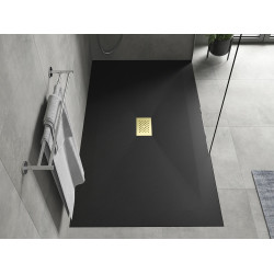 Mexen Hugo   SMC cadita  180 x 100 cm,  negru ,  capace auriu - 42701018-G